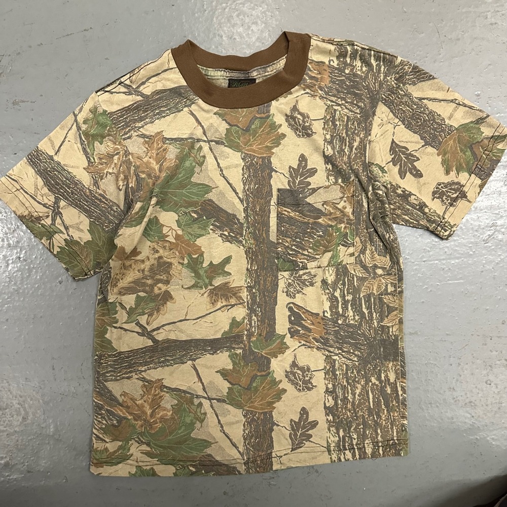 Vintage Liberty Mens Pocket T-Shirt Small Brown Camo Preowned Realtree Leaf